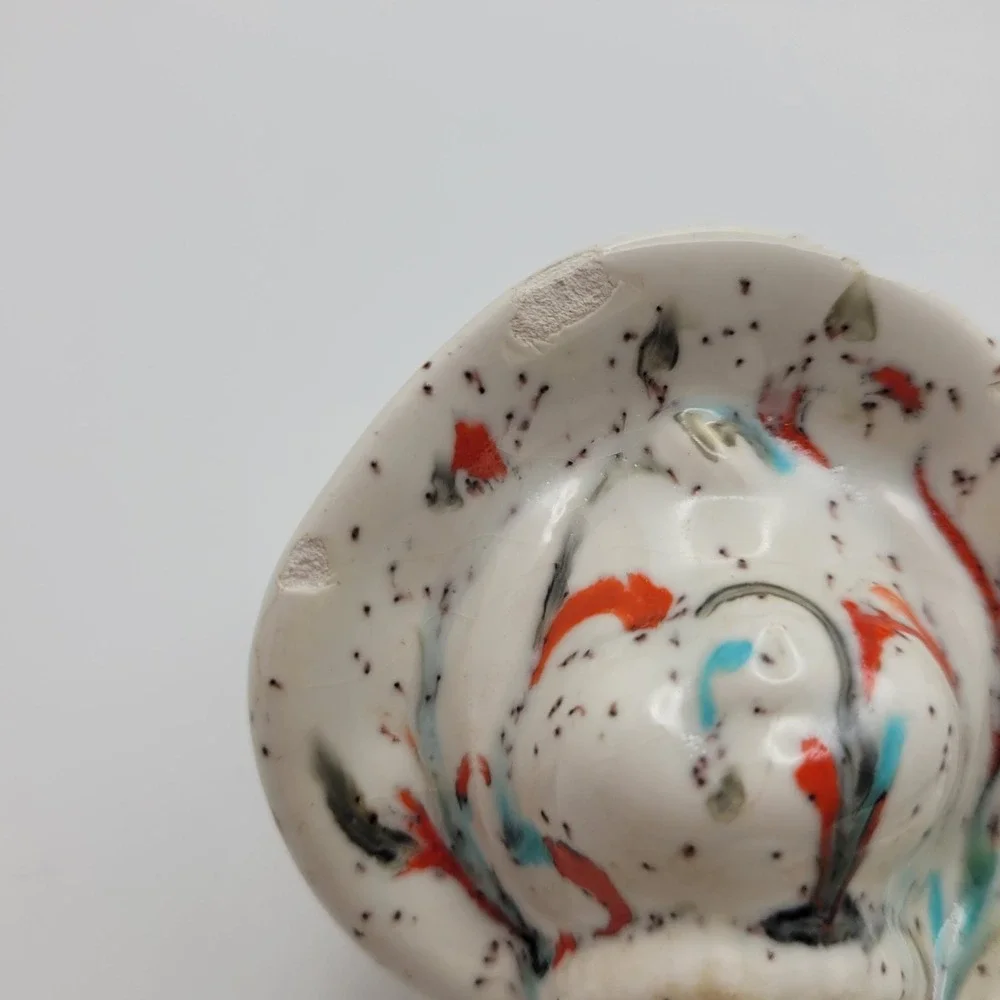 Vintage Holly‎ Hobbie and Robby Napkin Ring Figurine Set Ceramic Rainbow Speckle